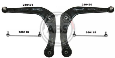 Фото 1 - к-кт важелів перед. підвіски Peugeot 206 98- A.B.S. 219903 К-кт важелів перед. підвіски Peugeot 206 98- A.B.S. 219903 (фото 1)