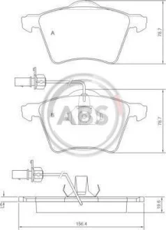 Тормозные колодки пер. T4 2.5TDI 96-03 (R15)(з датчиком) A.B.S. 37141