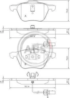Гальмівні колодки пер. T4 1.9/2.4/2.5 D/TDI -03 (R16) (з датчиком) A.B.S. 37240