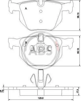 Гальмівні колодки зад. BMW 3(E90)/5(E60) (ATE) A.B.S. 37410