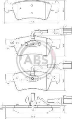 Гальмівні колодки зад. T5 03- (ATE)(диски 333x32.5mm) A.B.S. 37527 (фото 1)