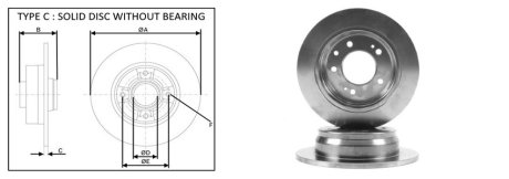 Диск гальмівний, лев/правий, задній. APLUS 61284AP