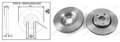 Диск тормозной, лев/прав, пер. APLUS 61392AP