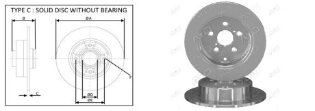 Диск тормозной, лев/прав, зад APLUS 61413AP