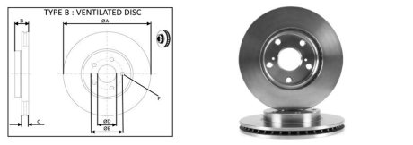 Диск тормозной передний (кратно 2) TOYOTA AURIS TOURING S (07/13-). APLUS 61508AP