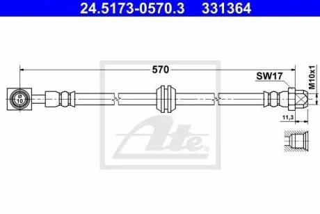 Шланг тормозной MINI COOPER 03- /L+P/ ATE 24517305703