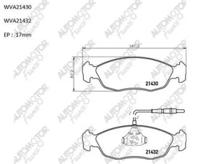 Колодки тормозные передние Citroen Saxo (96-03);Xsara (97-05)/Peugeot 106 (91-), 306 (94-01) Automotor France AUTOMOTOR France ABP9106