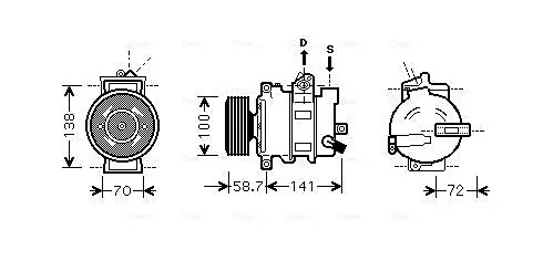 Компресор кондиціонера Audi A4 B6, B7, B8 (01-), A5 (08-), A6 C6, C7 (04-), Q5 (09-) 1.8-2.0TFSi, 2.0TDi AVA AVA COOLING AIAK279 (фото 1)