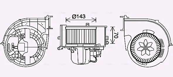 Вентилятор отопителя салона BMW X5 (E70) (06-), X6 (E71) (08-). AVA COOLING BW8574 (фото 1)