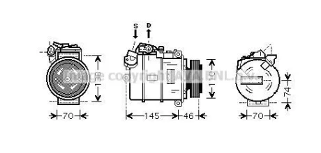 Компрессор кондиционера BMW 3 E90 (04-), 5 E60 (03-), 7 E65 (01-)  AVA AVA COOLING BWAK318