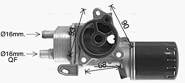 Радіатор масляний (с корпусом) Citroen/Peugeot/Ford DW10 2.0HDi AVA AVA COOLING CN3327H (фото 1)