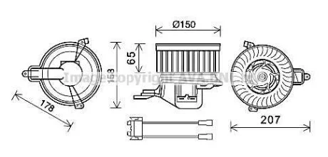 Вентилятор отопителя салона PSA Berlingo Partner 1.6HDI 1,9D 2,0D I AC-. AVA COOLING CN8511
