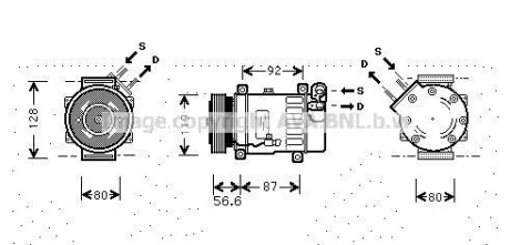 Компресор кондиціонера Citroen Berlingo (96-)/Peugeot Partner (96-) 1.6HDi/Fiat Fiorino (07-), Doblo (09-) 1.3MultiJet, 1.4i  AVA AVA COOLING CNAK238