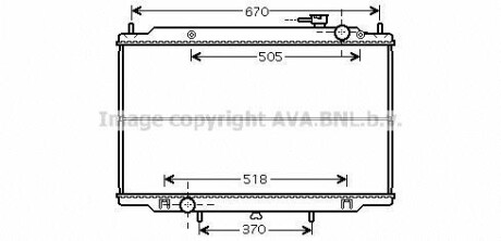 Радиатор, система охлаждения двигателя AVA COOLING DN2266