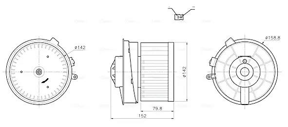 Вентилятор опалювача салону Nissan Qashqai I (07-13) AVA COOLING DN8486 (фото 1)