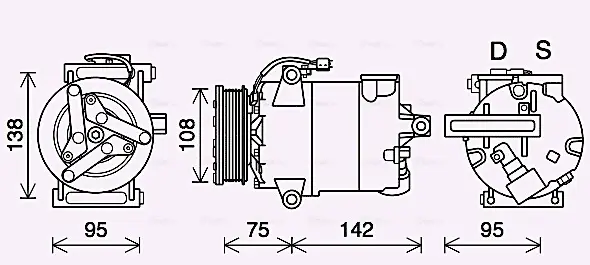 Компресор кондиціонера Ford Transit (14-), Transit Custom (13-) 2.2TDCi AVA AVA COOLING FDAK635 (фото 1)