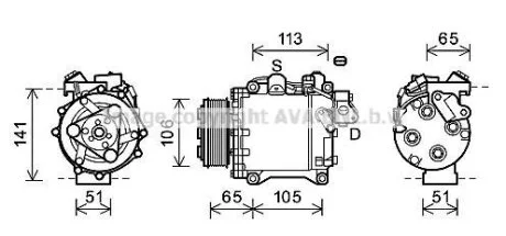Компрессор кондиционера Honda CR-V III, IV (07-) 2.4 IVTEC  AVA AVA COOLING HDAK263
