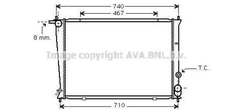 Радіатор охолодження двигуна Hyundai H100 H-1 2,5D 00>04, 04>07 MT AC+/- AVA COOLING HYA2049