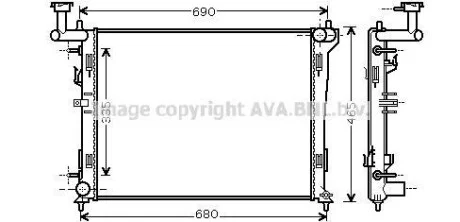 Радиатор охлаждения двигателя Hyundai Elantra (06-11), i30 (07-12) AT  AVA COOLING HYA2180