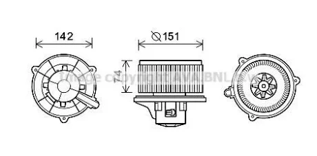 Вентилятор отопителя салона Kia Rio (00-05) 1.3i 1.5i. AVA COOLING KA8224