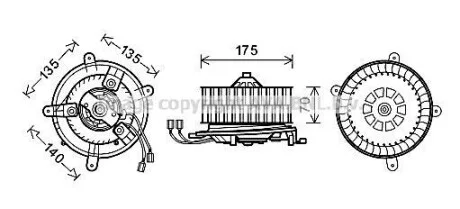 Вентилятор отопителя салона MB E-class (W210) (95-03). AVA COOLING MS8610