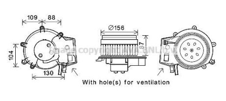 Вентилятор отопителя салона MB C203 G463 AC+. AVA COOLING MS8625