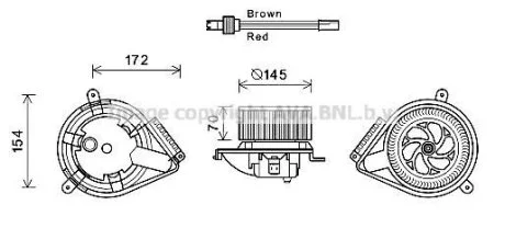 Вентилятор отопителя салона MB Vito V638 AC+. AVA COOLING MS8627