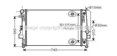 Радиатор охлаждения двигателя MB Vito (V639) 2.2d 3.0d 3.2i 3.5i 3.7i (03-14) MT/AT. AVA COOLING MSA2460