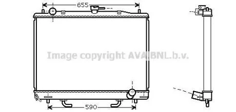 Радиатор охлаждения двигателя Mitsubishi Pajero 3,2d 00> 07> AT. AVA COOLING MT2163