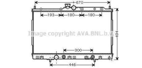 Радиатор охлаждения двигателя Mitsubishi Outlander (02-07) 2,4i AT. AVA COOLING MT2185