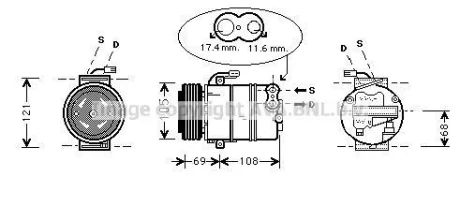 Компресор кондиціонера Opel Astra G (98-), Meriva (03-), Zafira (99-) 1.4i, 1.6i, 1.8i, 2.0i  AVA AVA COOLING OLAK316