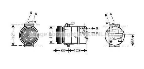 Компресор кондиціонера Opel Astra G (99-), Zafira (99-) 2.0Di, 2.2DTi  AVA AVA COOLING OLAK358