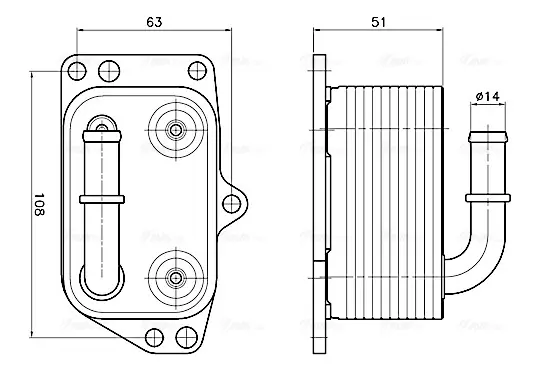 Радиатор масляный Citroen C4 (05-), C5 (08-), Jumpy (07-)/Peugeot 307 (01-), 407 AVA COOLING PE3433 (фото 1)