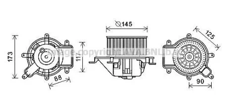 Вентилятор отопителя салона Peugeot 3008 5008 Citroen DS5. AVA COOLING PE8390