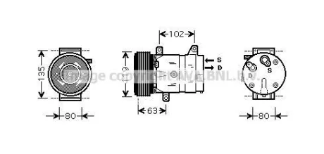 Компрессор кондиционера Renault Master II (98-), Trafic II (01-)/Opel Movano (98 AVA COOLING RTAK440