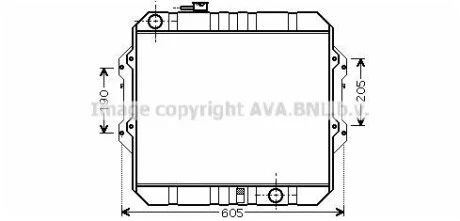 Радиатор охлаждения двигателя Toyota Hilux (01-05) 2,5d MT. AVA COOLING TO2371
