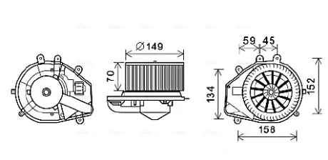 Вентилятор обігрівача салону Skoda Superb (01-08), VW Passat B5 (96-05), Audi A4 (96-01) AC+  AVA AVA COOLING VN8352