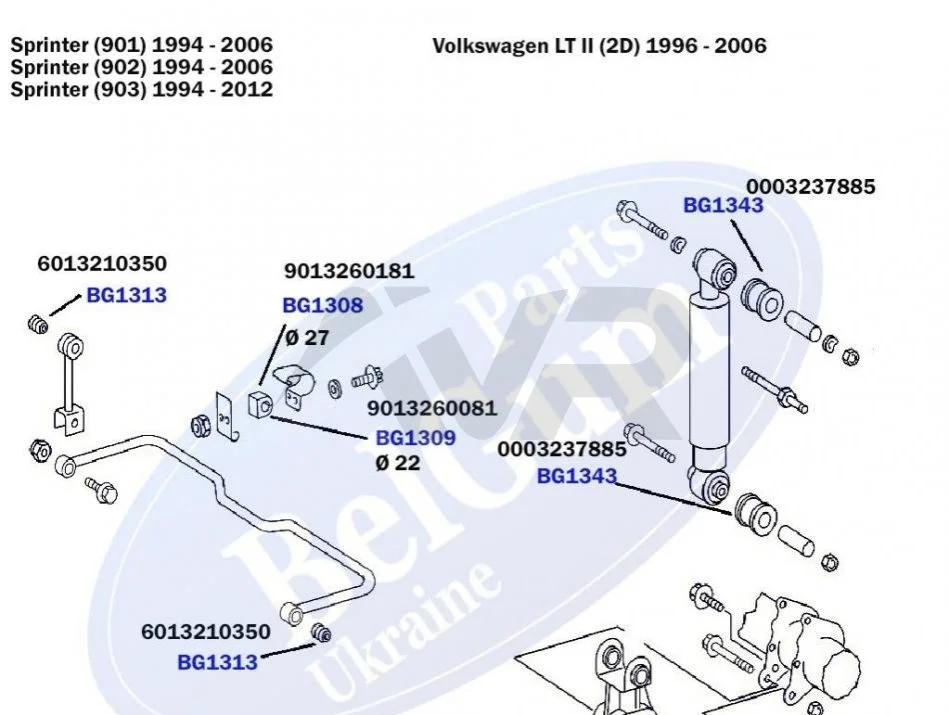 Втулка стабілізатора MB SPRINTER BELGUM PARTS BG1313 (фото 1)