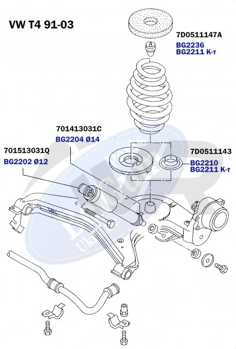 Проставка задньої пружини верхняя VW Т4 91-03 BELGUM PARTS BG2236 (фото 1)
