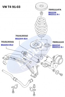 Проставка задньої пружини верхняя VW Т4 91-03 BELGUM PARTS BG2236