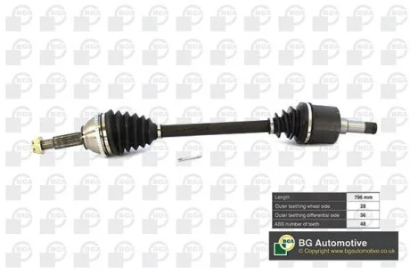 Вал приводной(привод) Ford Transit 2.0/2.4 00-14 Л. BGA DS2326L