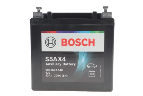 Акумулятор допомжній AGM AUX 12V 13 А*ч 200А BOSCH 0092S5AX40