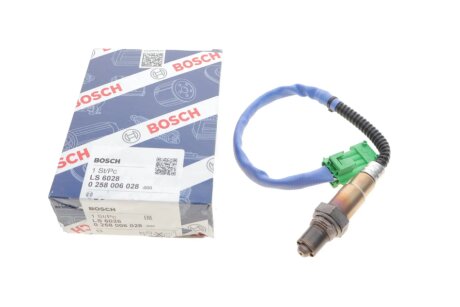 Лямбда-зонд (кількість дротів 4, 410мм) (перед каталізатором) CITROEN BERLINGO, BERLINGO MULTISPACE, BERLINGO/MINIVAN, C2, C3 I, C3 PLURIEL, C4, C4 I, C8, EVASION, JUMPY I, SAXO 1.1-3.0 05.93- BOSCH 0 258 006 028