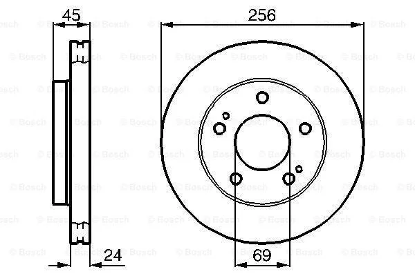 Диск гальмівний передн лів/прав DODGE AVENGER MITSUBISHI ECLIPSE I, ECLIPSE II 2.0/2.5 04.91-12.07 BOSCH 0986478708 (фото 1)