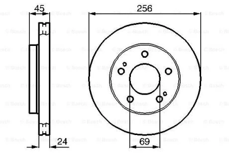 Диск гальмівний передн лів/прав DODGE AVENGER MITSUBISHI ECLIPSE I, ECLIPSE II 2.0/2.5 04.91-12.07 BOSCH 0986478708