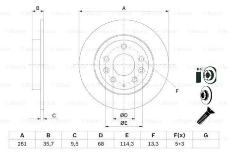Тормозной диск BOSCH 0986479E55