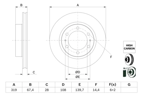 Тормозной диск BOSCH 0986479G19