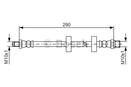 Гальмівний шланг гнучкий передн лів/прав (довжина 290мм, M10x1/M10x1) AUDI 50 VW DERBY, POLO, POLO CLASSIC, POLO II 0.8-1.4D 08.74-09.94 BOSCH 1987476334