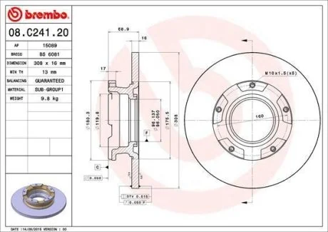 Тормозной диск BREMBO 08.C241.20