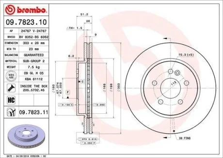 Тормозной диск BREMBO 09.7823.11